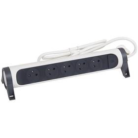 Kabel prodlužovací Legrand 5x zásuvka, s vypínačem, 1,5m (L049450) černý/bílý