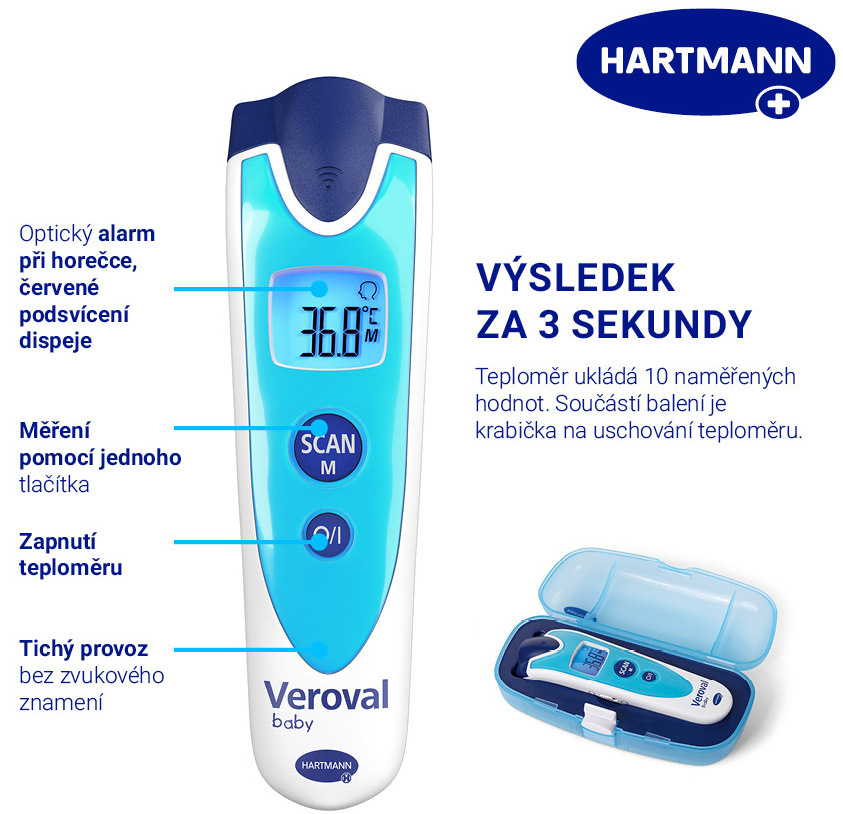 Teploměr HARTMANN Veroval baby modrý Teploměr HARTMANN Veroval baby modrý