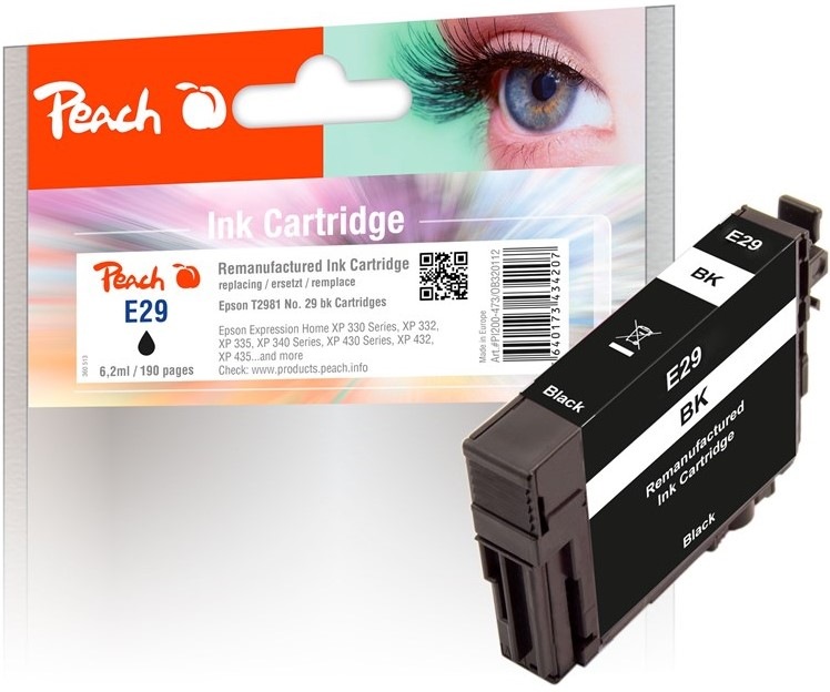 Inkoustová náplň Peach Epson 29, T2981, 190 stran - černá