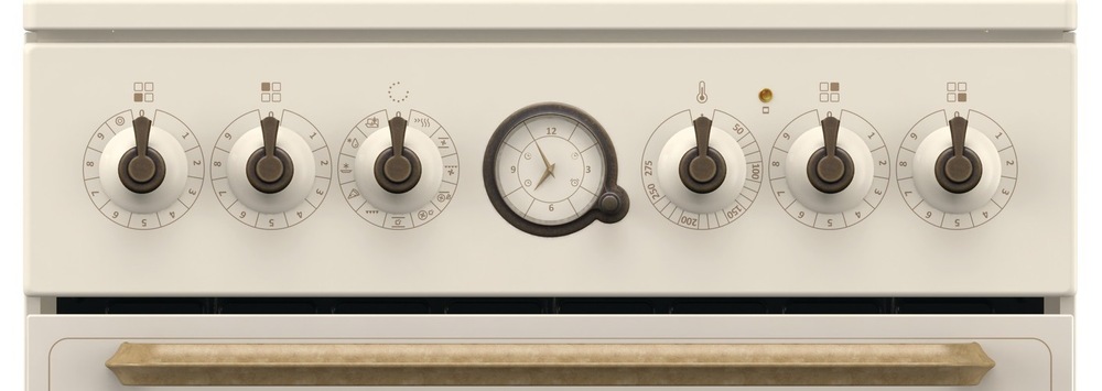 Retro sporák Gorenje GECS5B70CLI, krémová, ovládání