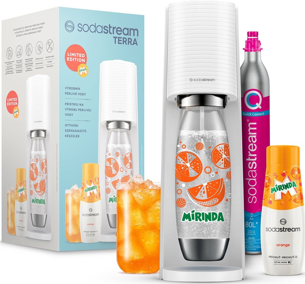 Výrobník sodové vody SodaStream Terra White MIRINDA Mpack bílý Výrobník sodové vody SodaStream Terra White MIRINDA Mpack bílý