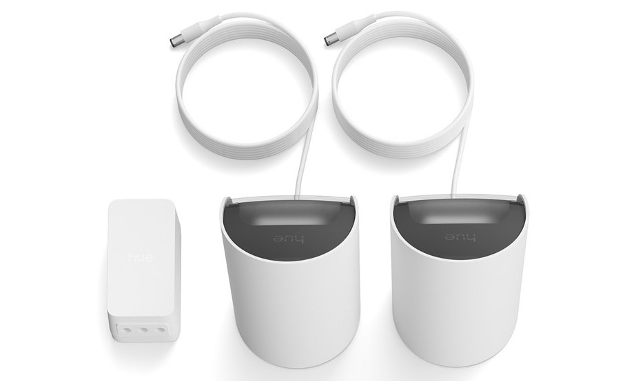 Stolní svítidlo Philips Hue Wall washer, 20W, EU/UK, White and Color Gradient (2 ks) bílá Detailní záběr na dvě stolní lampičky Philips Hue Wall washer s připojovacím kabelem