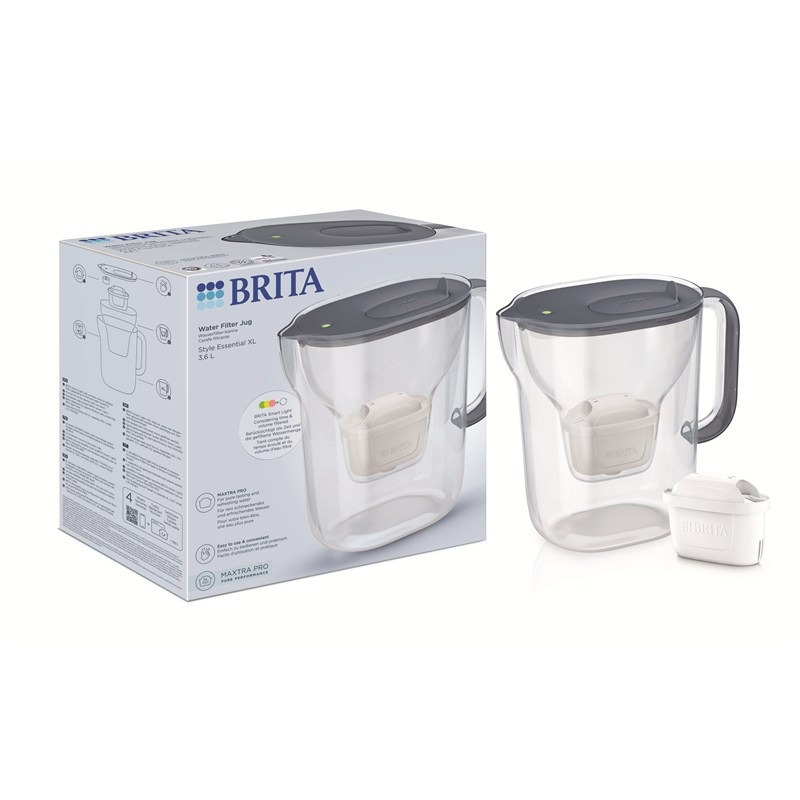 Filtrační konvice BRITA Style Essential XL, 3,6 l + 1 filtr, šedomodrá