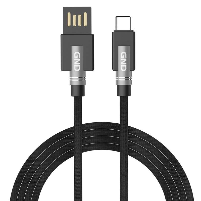 Kabel GND USB / USB-C, 1m, opletený černý