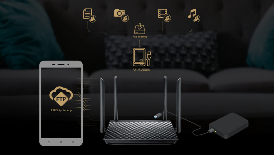Router Asus RT-AC1300G PLUS V3 - AC1300 dvoupásmový Gigabit Wi-Fi router, USB Router Asus RT-AC1300G PLUS V3 - AC1300 dvoupásmový Gigabit Wi-Fi router, USB