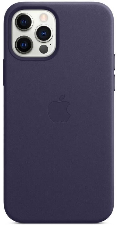 Kryt na mobil Apple Leather Case s MagSafe pro iPhone 12 a 12 Pro - temně fialový