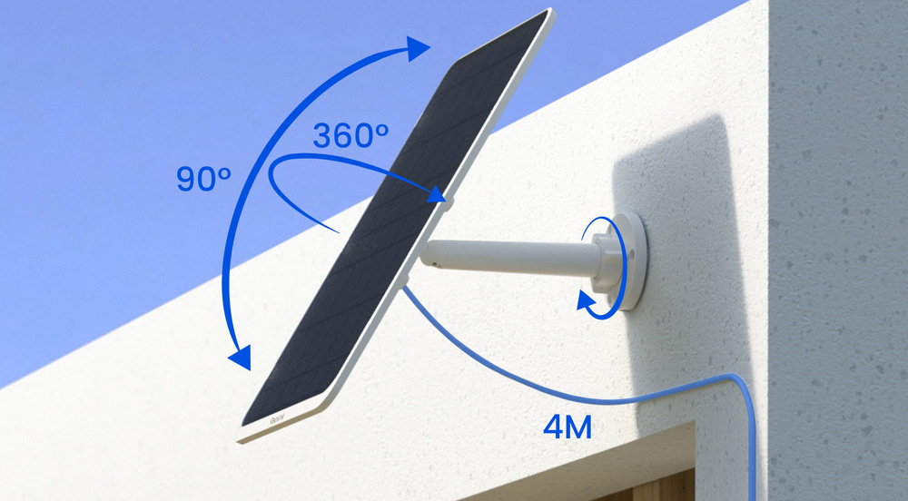 Solární panel Reolink Solar Panel 3 bílý V balení najdete solární panel Reolink Solar Panel 3, 4metrový napájecí kabel a flexibilní držák