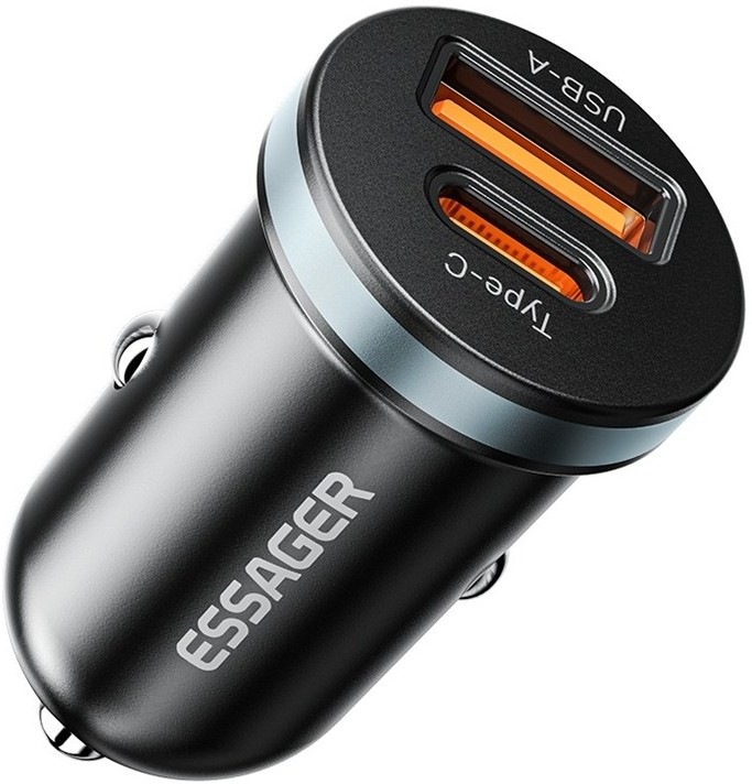 Adaptér do auta Essager Mini USB A, USB-C s výkonem 30 W