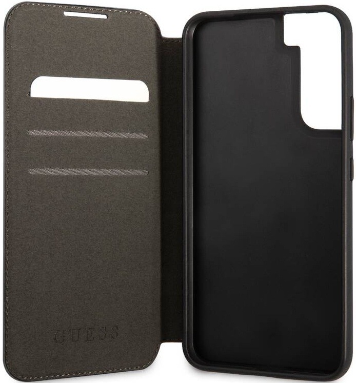 Pouzdro na mobil flipové Guess 4G Book na Samsung Galaxy S22+ šedé