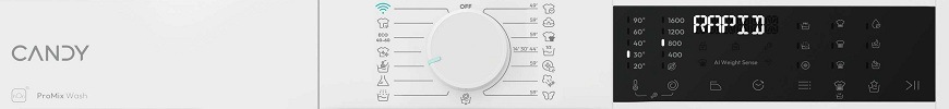Vestavná pračka Candy BC4S68M6D8J-S bílá ovládací panel pračky Candy BC4S68M6D8J-S