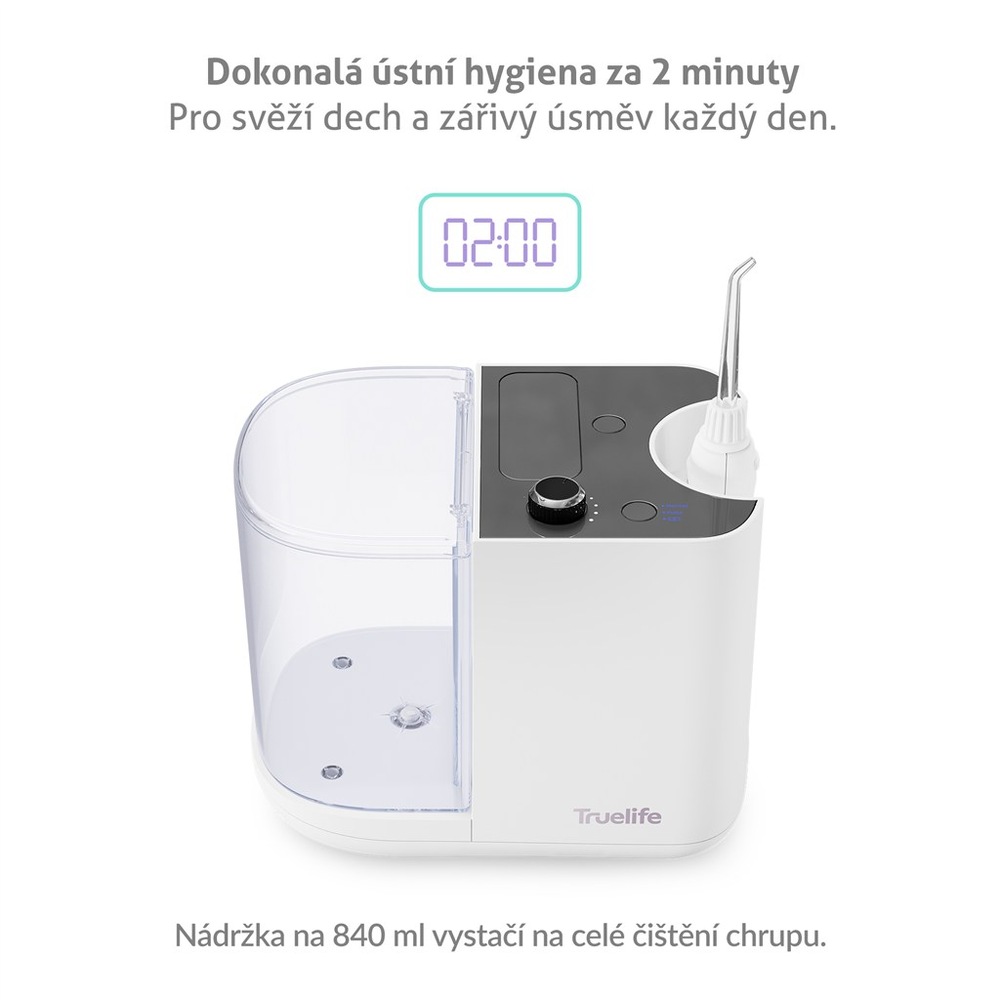 Ústní sprcha TrueLife AquaFloss Station S800 UV bílá Čištění se sprchou TrueLife zvládnete za 2 minuty