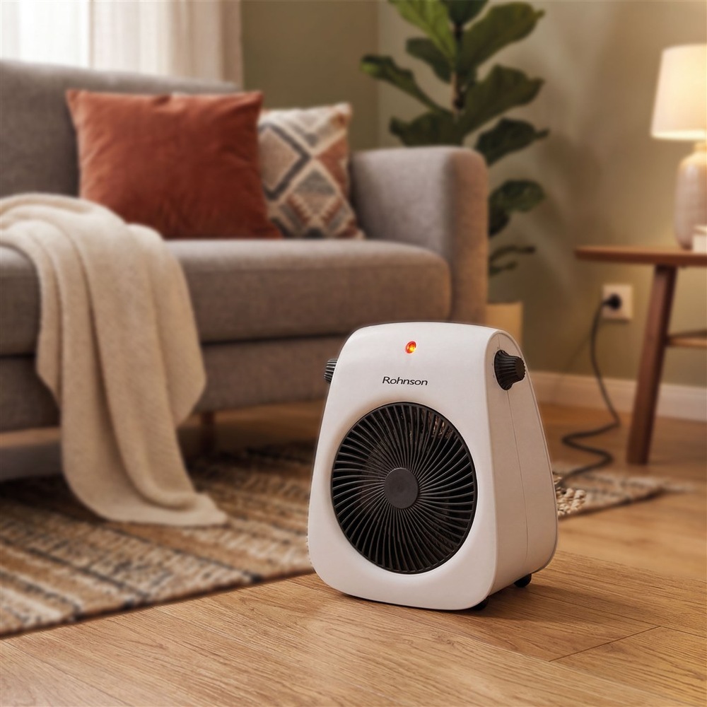 Teplovzdušný ventilátor Rohnson R-6062 bílý Horkovzdušný ventilátor Rohnson obsahuje integrovaný termostat umožňující nastavit požadované teploty