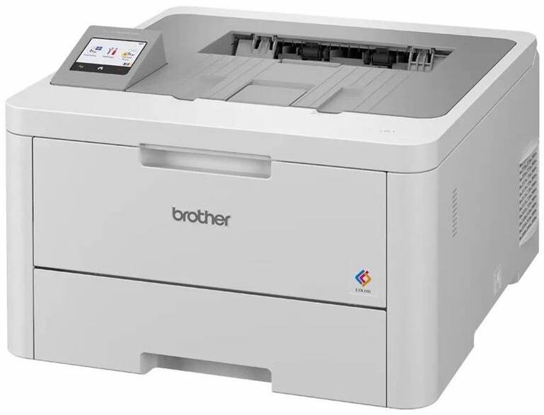 Tiskárna laserová Brother HL-L8230CDW bílá Šikmý pohled na barevnou LED tiskárnu Brother HL-L8230CDW s kompaktním tělem a horním výstupem papíru