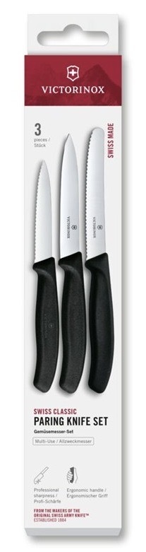 Praktická sada nožů Victorinox s ostrými čepelemi, černá barva