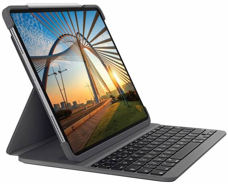 Pouzdro na tablet Logitech Slim Folio Pro na Apple iPad Pro 12.9" (3. a 4. gen.) UK šedé
