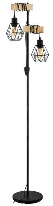 Stojací lampa Eglo Townshend 5 černá/dřevo