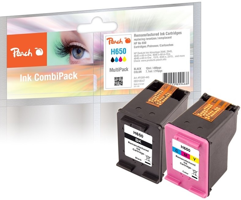 Inkoustová náplň Peach HP 650, MultiPack, 490/215 stran - CMYK