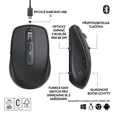 Myš Logitech MX Anywhere 3S růžová