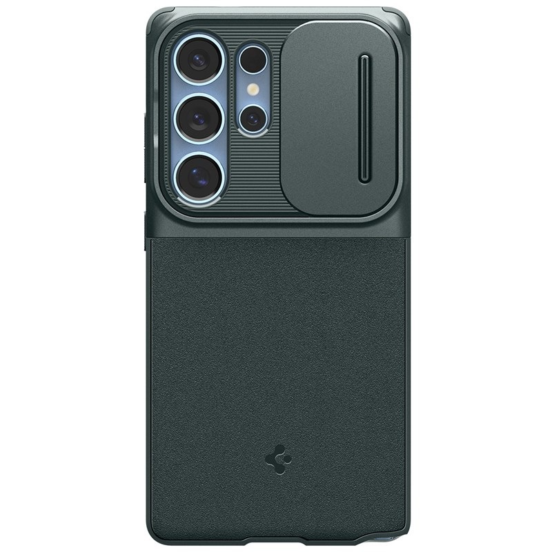 Kryt na mobil Spigen Optik Armor na Samsung Galaxy S25 Ultra zelený