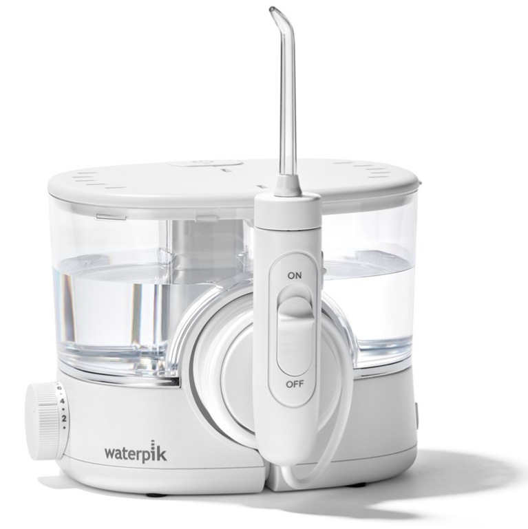 Ústní sprcha Waterpik WF11EU s naplněnou nádržkou a ovladačem tlaku