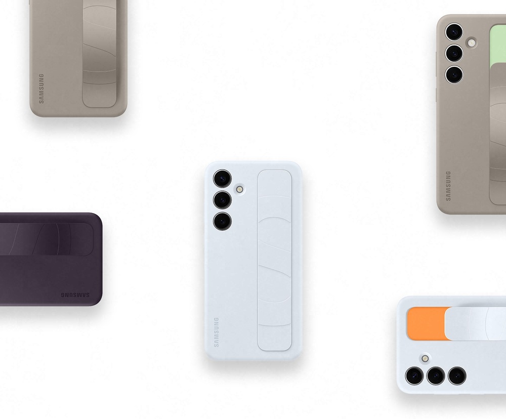 Kryt na mobil Samsung Silicone Grip s poutkem na Galaxy S24+ fialový