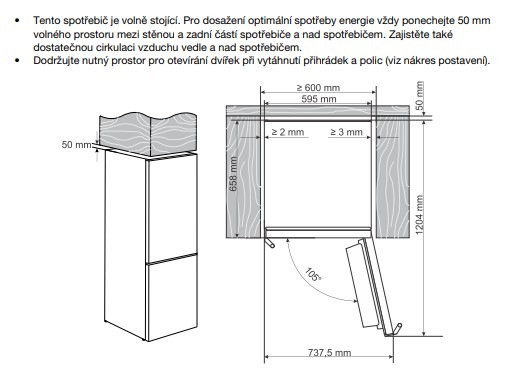 Chladnička s mrazničkou Gorenje G600 NRB62C6W4WFE bílá Chladnička Gorenje NRB62C6W4WFE, bílá, umístění