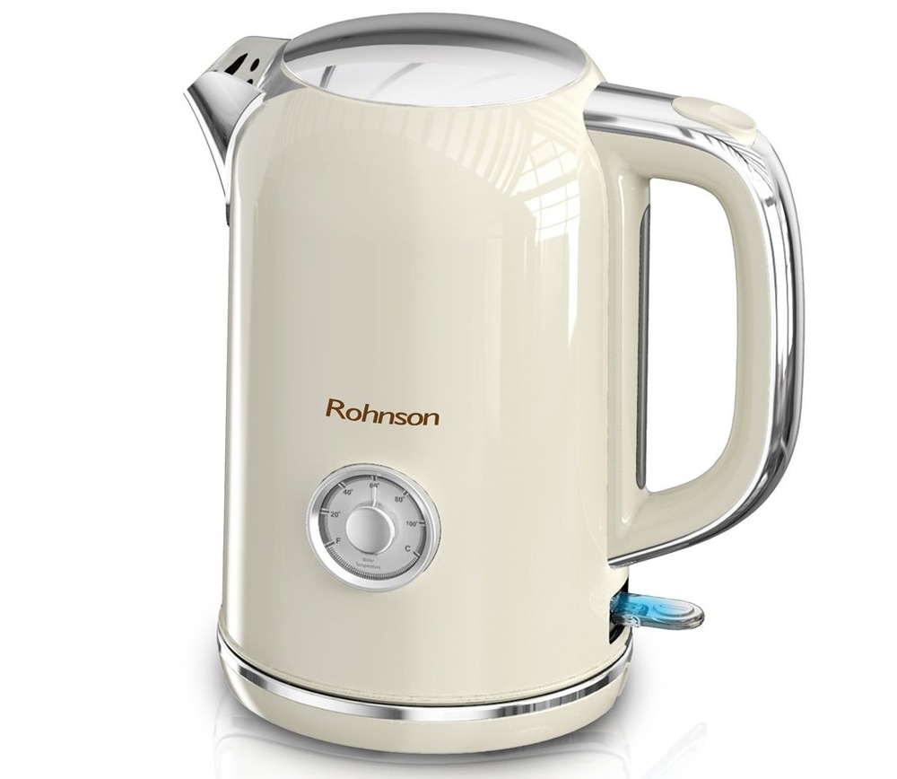 Rychlovarná konvice Rohnson R-7717, 1,7 l béžová Rychlovarná konvice Rohnson R-7717 je opatřena světelnou indikací zapnuto/vypnuto