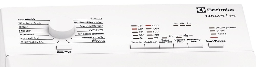 Pračka Electrolux EW5TN526C Ovládací panel