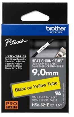 Papírový štítek Brother HSE-621E černá na žluté, 9,0 mm Papírový štítek Brother HSE-621E černá na žluté, 9,0 mm