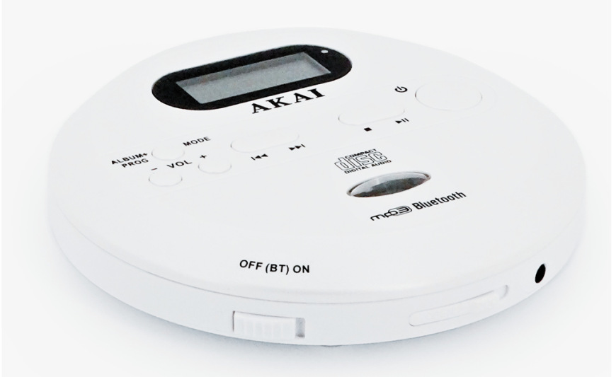 Discman AKAI ACDP-100 bílý Discman Akai ACDP-100 v bílém designu
