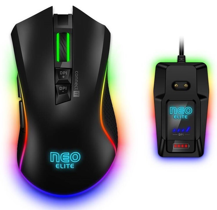 Myš Connect IT NEO ELITE s nabíjecím dokem černá