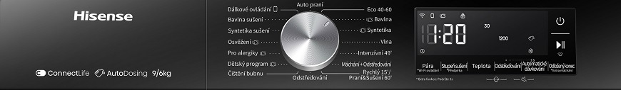 Pračka se sušičkou Hisense WD3S9045BW3 bílá Pračka se sušičkou Hisense WD3S9045BW3, bílá, český panel