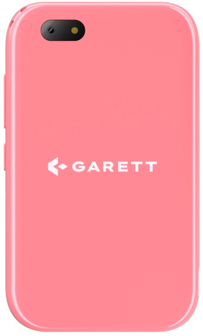 Zadní strana dětského telefonu Garett Smartphone OneKid v růžové barvě s logem