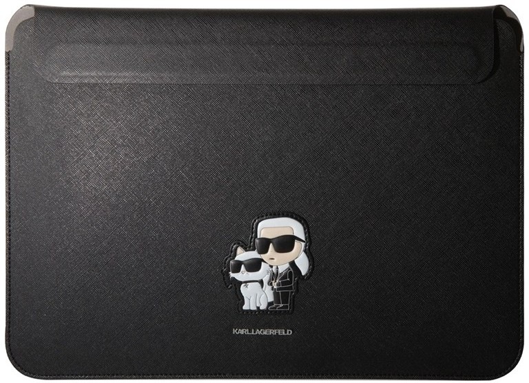 Pouzdro na notebook Karl Lagerfeld Saffiano Karl and Choupette 13/14" v černém provedení