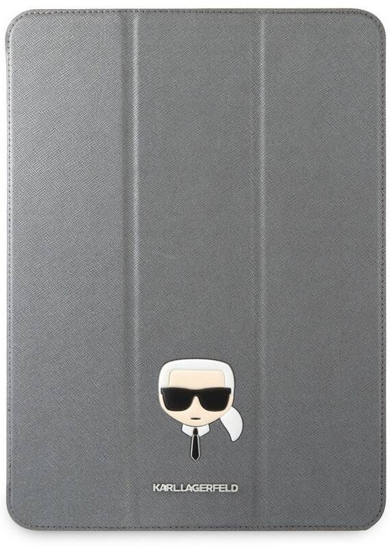 Pouzdro na tablet Karl Lagerfeld Head Saffiano na Apple iPad Pro 12.9" stříbrné