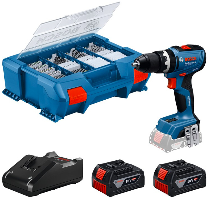 Akumulátorový vrtací šroubovák Bosch Professional GSB 18V-65 s bateriemi, nabíječkou a kufrem