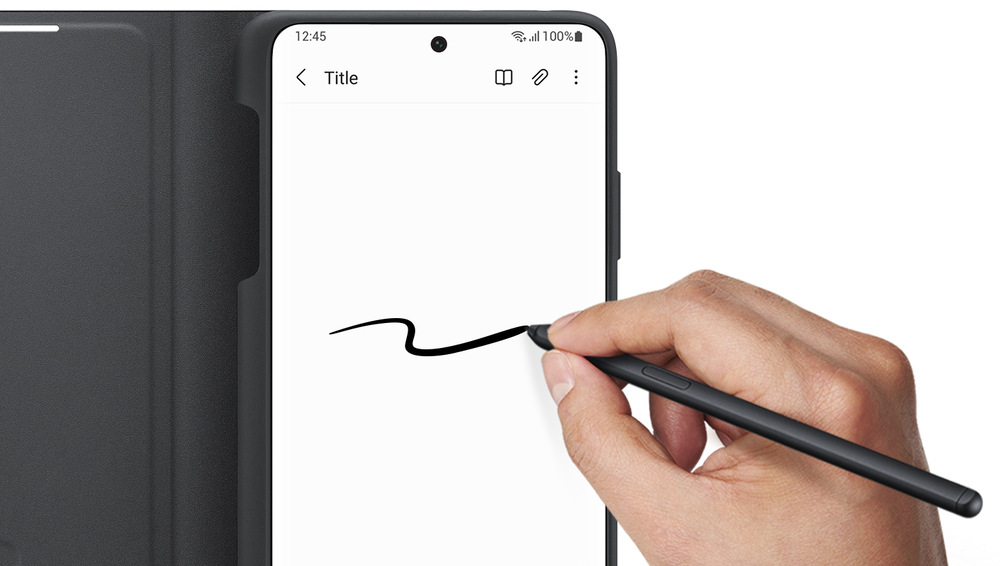 Pouzdro na mobil flipové Samsung Clear View s perem S Pen na Galaxy S21 Ultra 5G černé