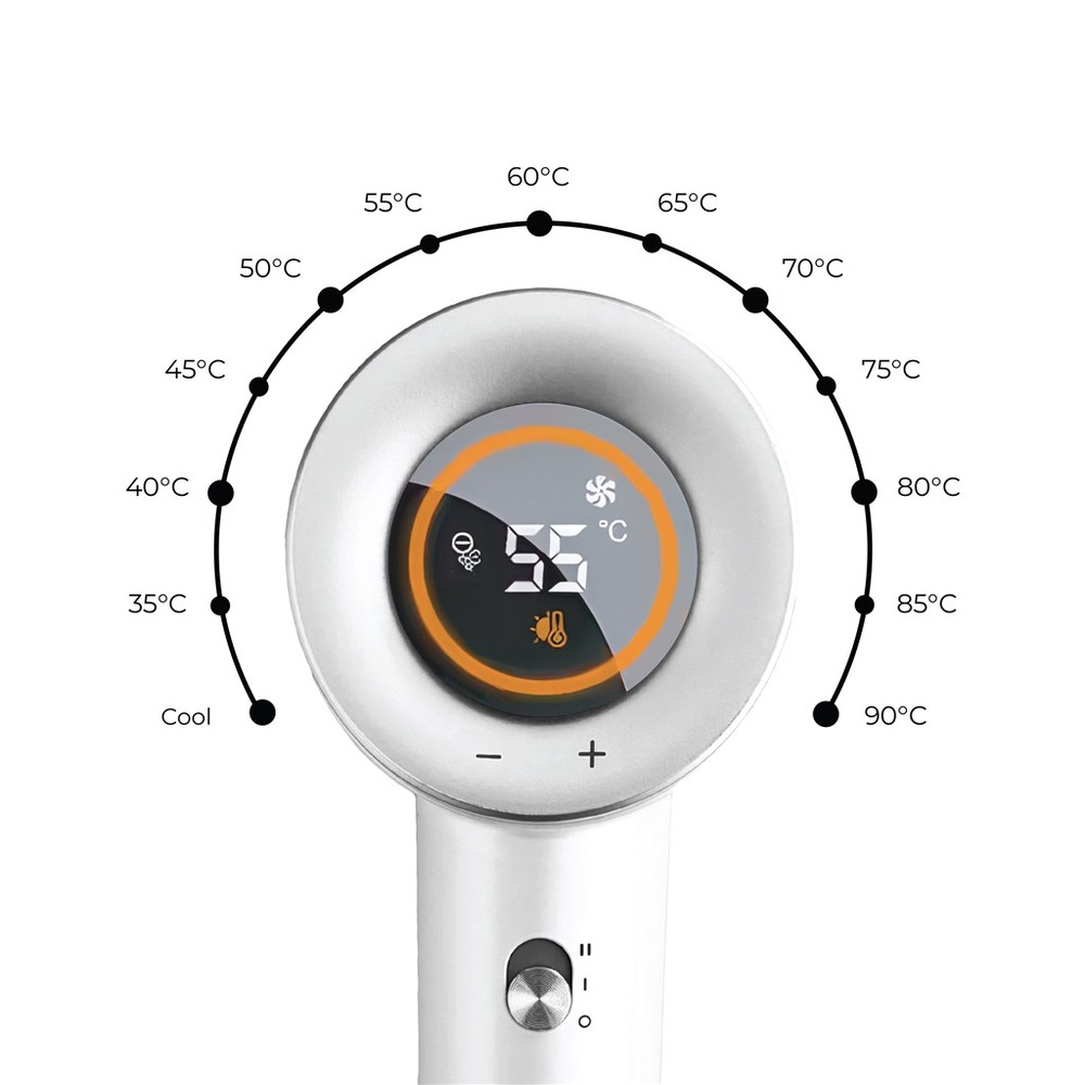 Fén WG Airflex Elegance Air Pro bílý LED displej fénu WG Airflex Elegance Air Pro