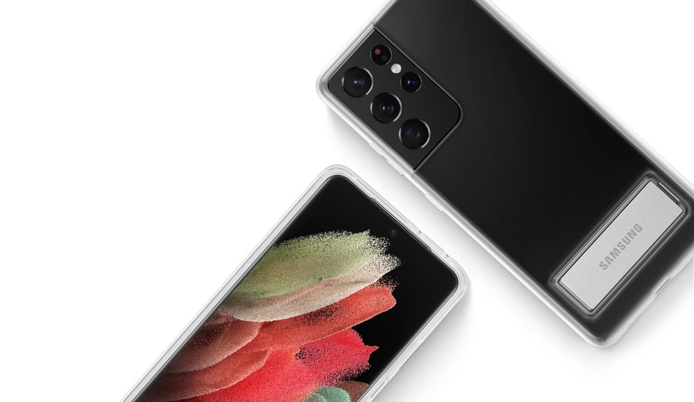 Kryt na mobil Samsung Clear Standing na Galaxy S21 Ultra 5G průhledný