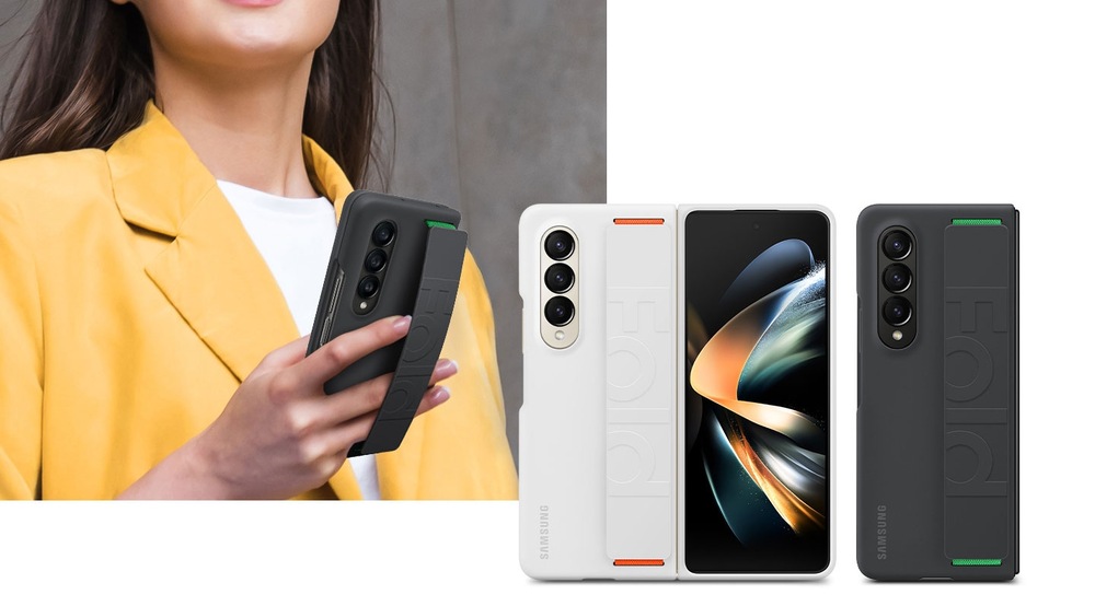 Kryt na mobil Samsung Galaxy Z Fold4 Silicone cover with strap bílý