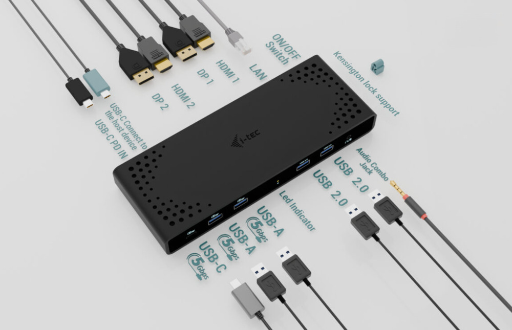 Dokovací stanice i-tec Universal Dual 4K Display, Power Delivery 85W + USB-C 100W černá