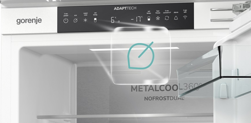 Kombinovaná chladnička Gorenje NRKI519E41, vestavná, úsporný Eco režim