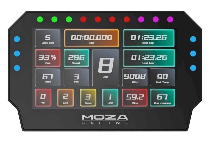 Displej Moza Racing CM2 Racing Dash (RS072) v černé barvě.