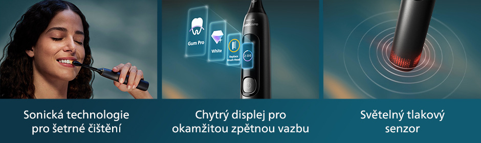 Žena čistící si zuby Philips Sonicare Advanced Clear.