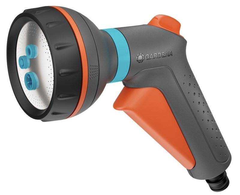 Zahradní sprcha Gardena s ergonomickou rukojetí, aretovatelná spoušť