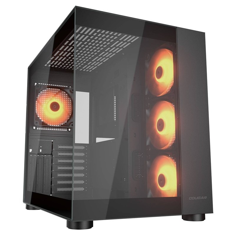 PC skříň Cougar FV150 RGB Dual-Chamber v černé barvě.