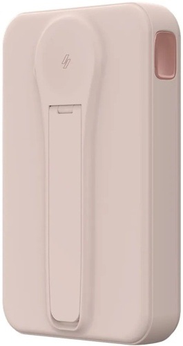 Powerbanka ADAM Elements VIONTA C2 Pro 8-in-1 10000 mAh růžová Boční pohled na powerbanku Adam Elements s integrovaným poutkem a výklopným stojánkem.