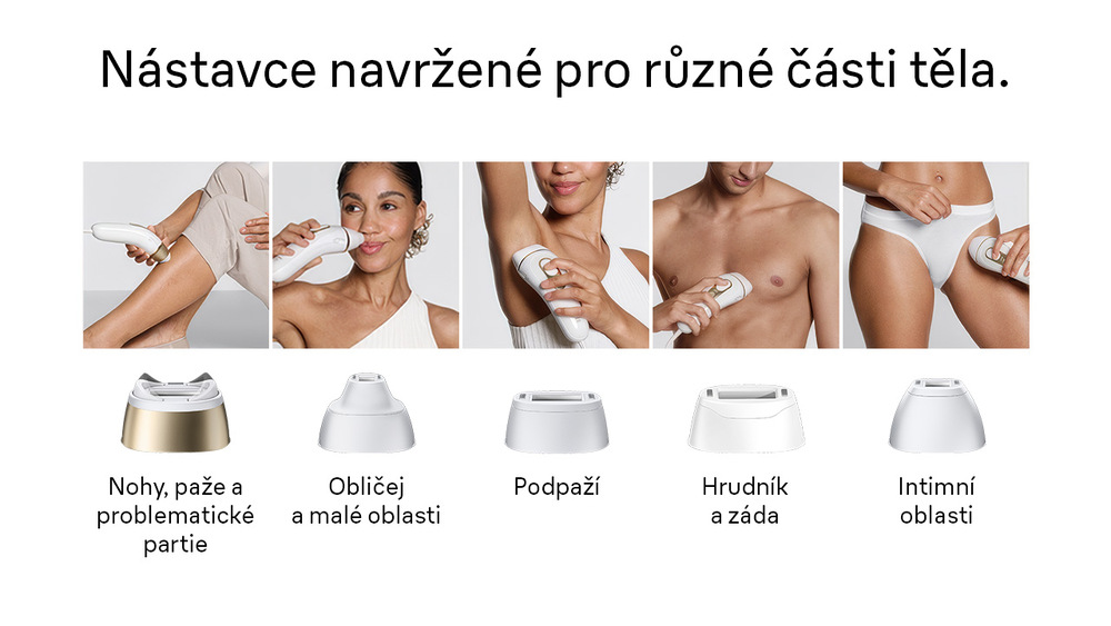 Nástavce na různé části těla epilátoru Braun IPL5351 Silk·expert