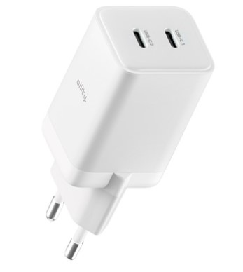 Nabíječka do sítě Allity GaN PD, 2x USB-C 45W bílá