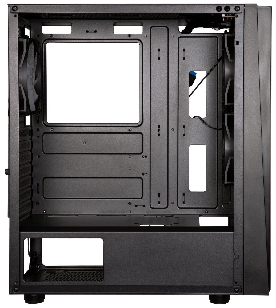 Na snímku je vnitřek pc skříně, kde vidíme velký prostor pro instalaci komponentů.
